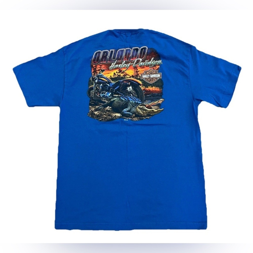 Harley‎ Davidson Orlando T-Shirt Tee Shirt Adult Size M/L Blue Motorcycle Gators